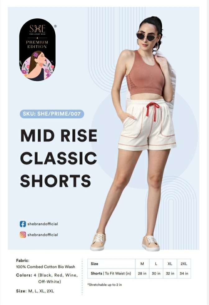 Buy SHE Brand Mid Rise Classic Shorts for Women Online in India At Wholesale Price  