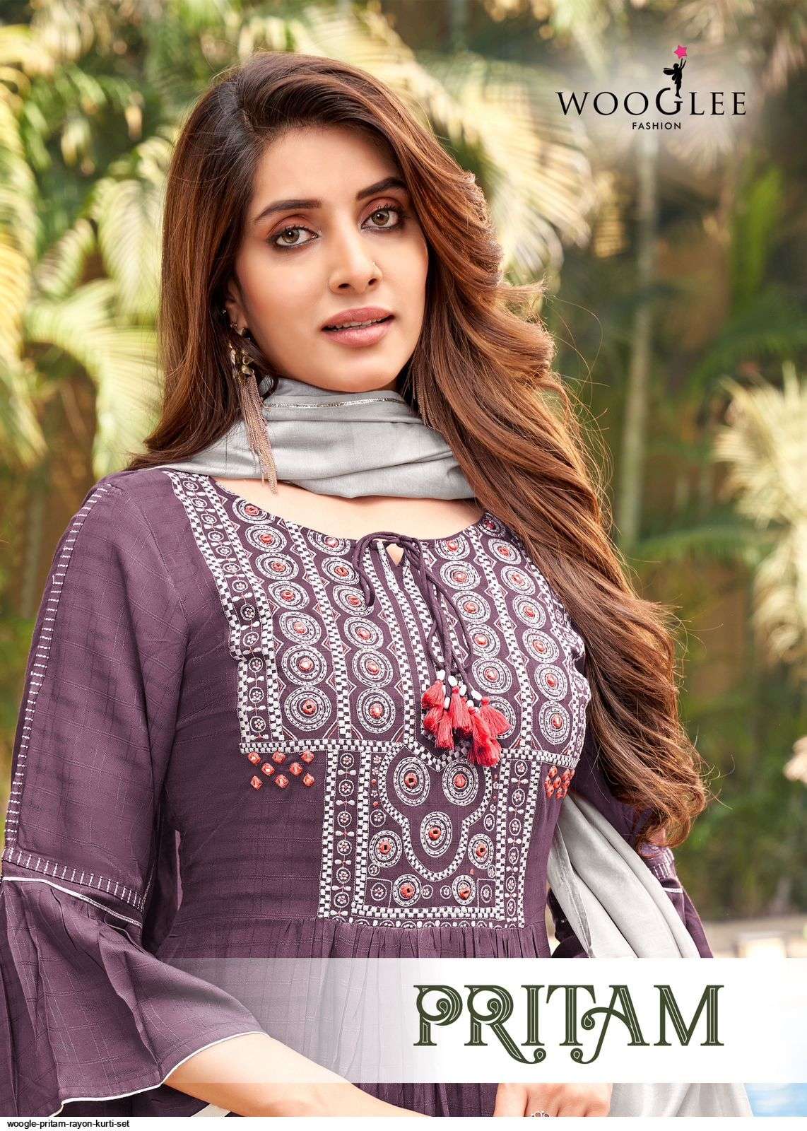 Woogle Pritam Rayon Readymade Kurti Pant With Dupatta Collection at Wholesale Price