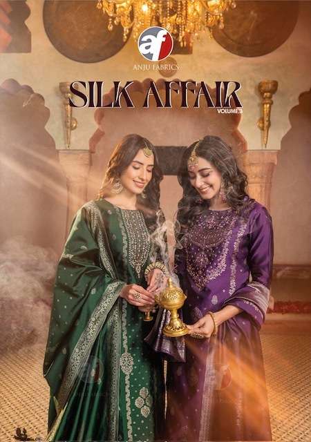 Anju Fabrics Silk Affair Vol 3 Banarsi Silk Kurti Pant Dupatta Set Wholesale 