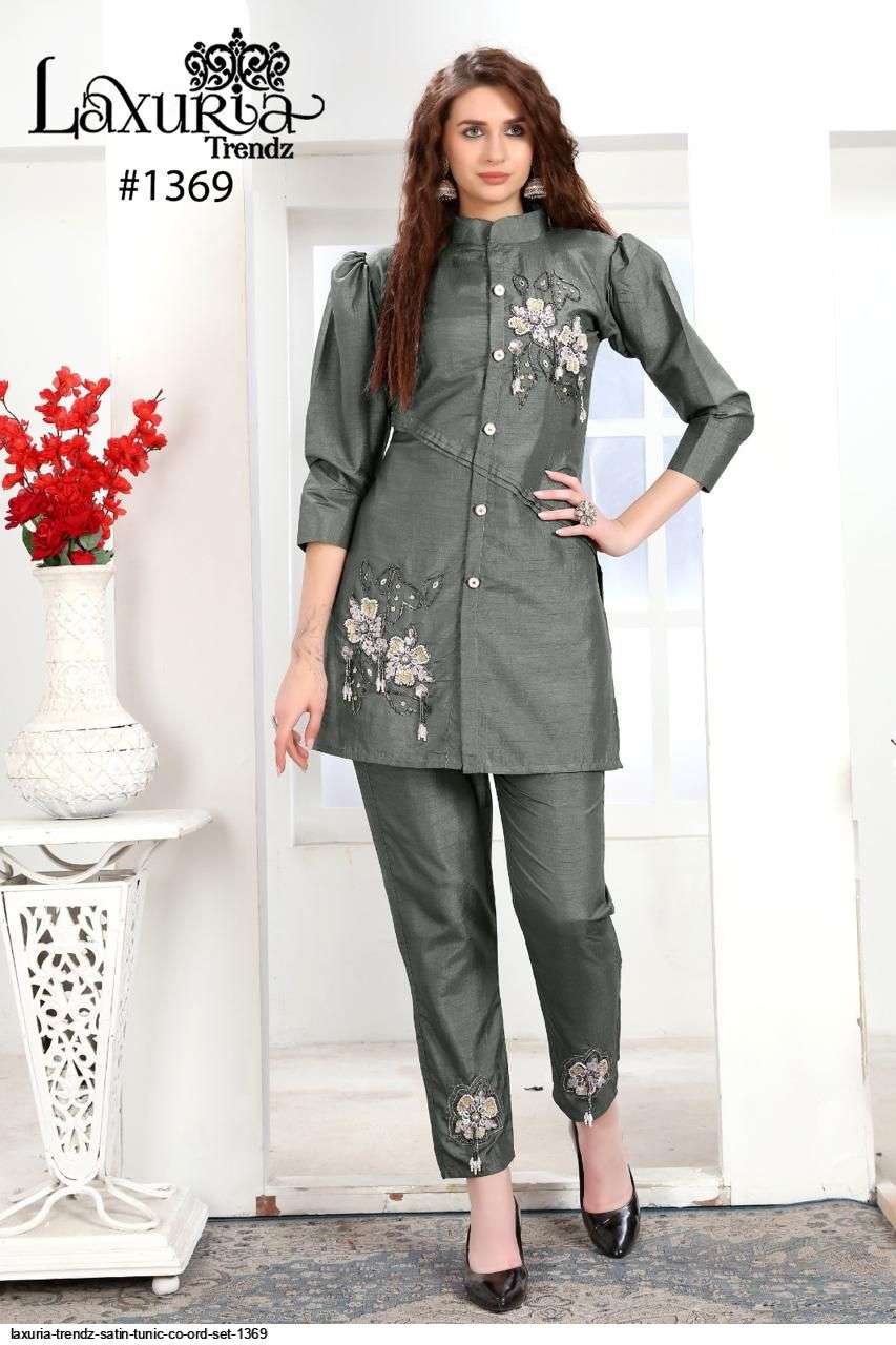 LAXURIA TRENDZ SATIN TUNIC CO ORD SET 1369