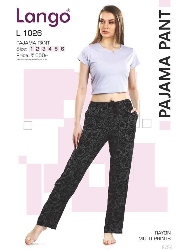 Buy Lango 1026 Rayon Printed Pyjama Pants for Women Online at Wholesale price