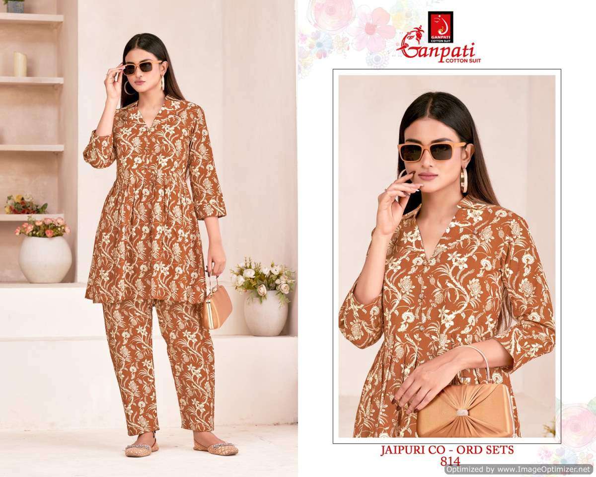 Ganpati Jaipuri Vol 8 Cotton Printed Co Ord Set Collection