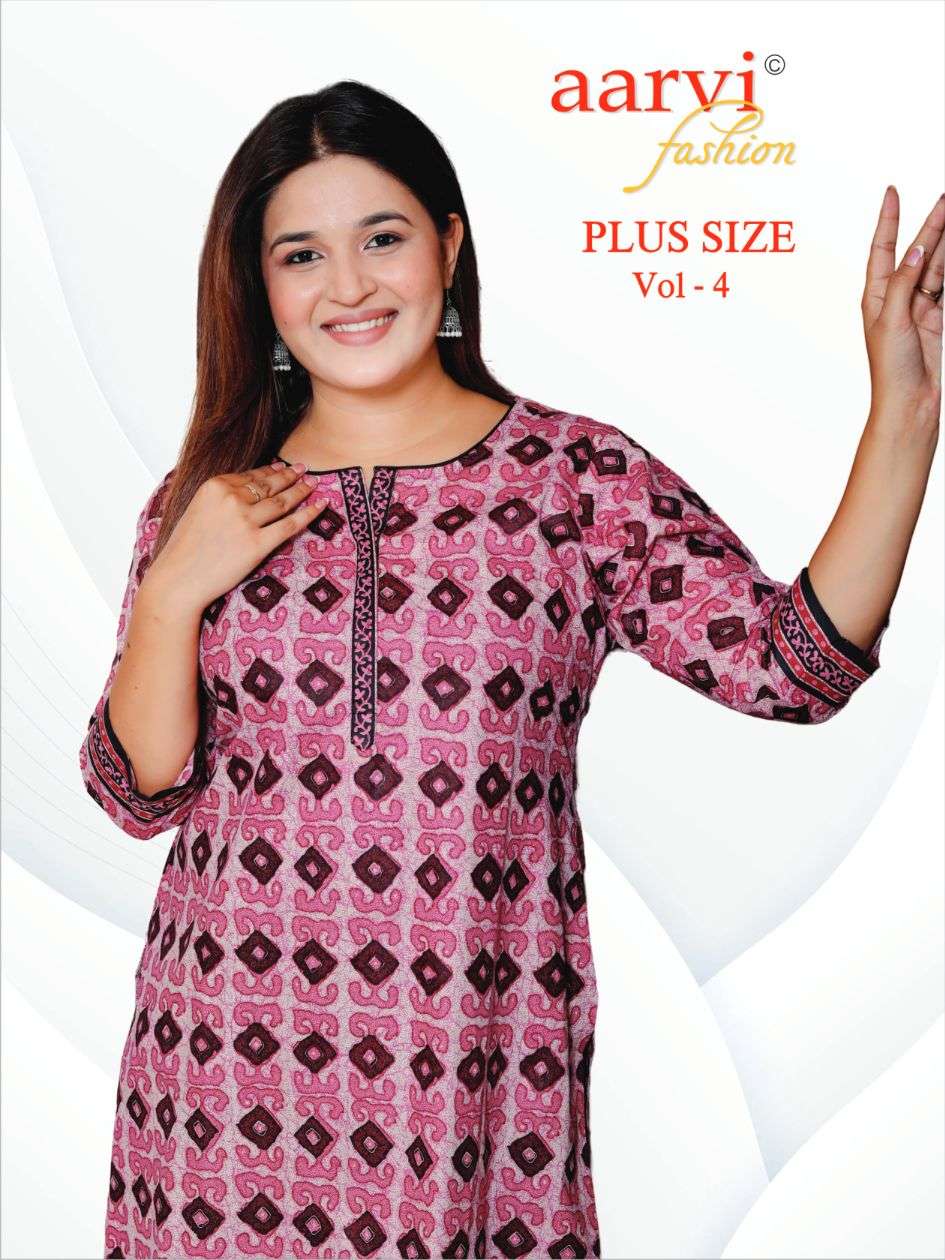 Aarvi Fashion Plus Size Vol 4 Straight Kurtis Wholesale