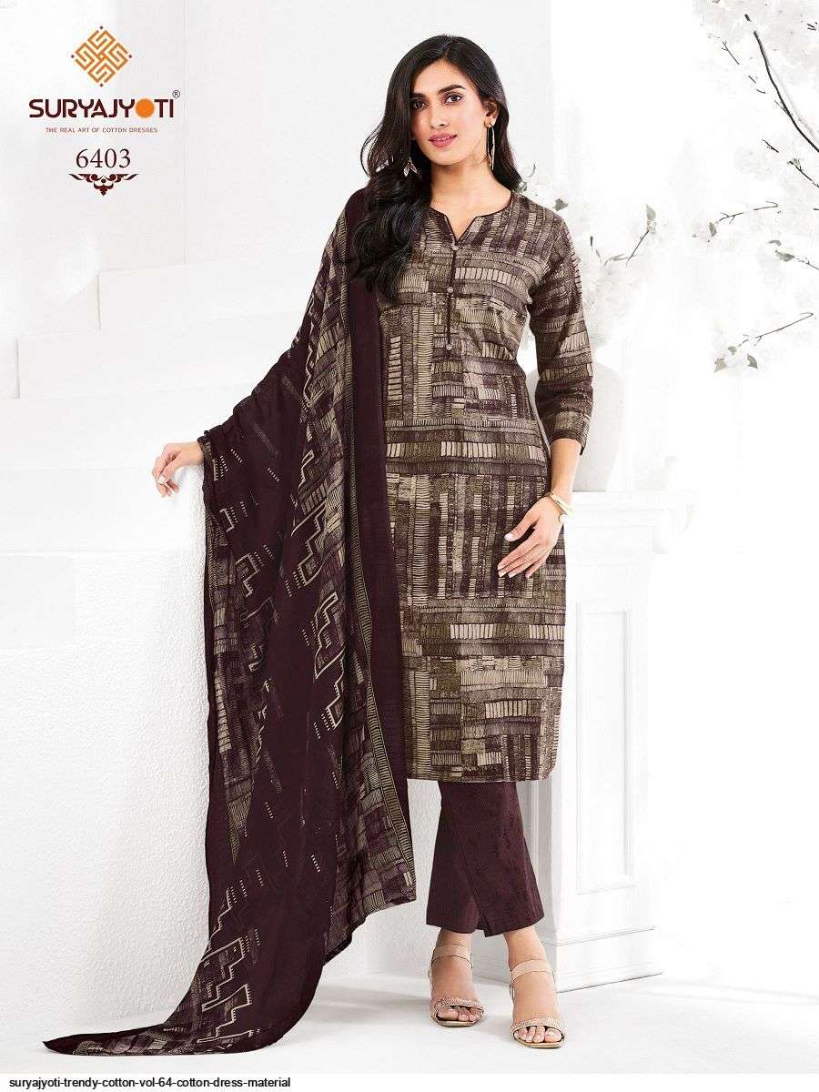 Suryajyoti Trendy Cotton Vol 64  Cotton kurti pant set with dupatta wholesaler in Surat