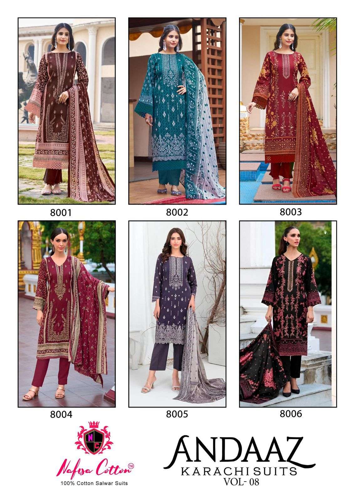 Buy Nafisa Andaaz Vol 8 Cotton Digital Dress Material Collection From Top Dress Material Manufacture...