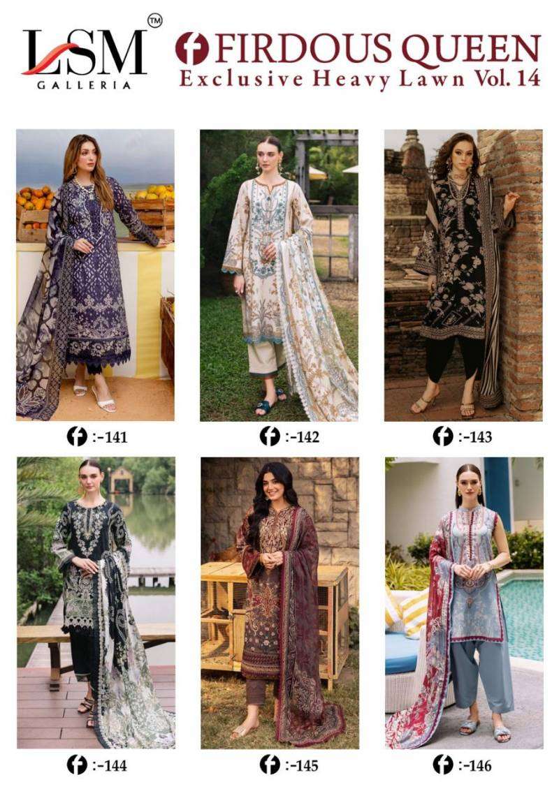 Lsm Firdous Queen Vol 14 Heavy Pakistani Lawn Cotton Dress Material Wholesale Online 