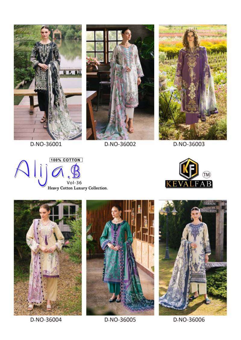 Shop Latest Designer Keval Alija B Vol 36 Heavy Cotton Luxury Pakistani Suit