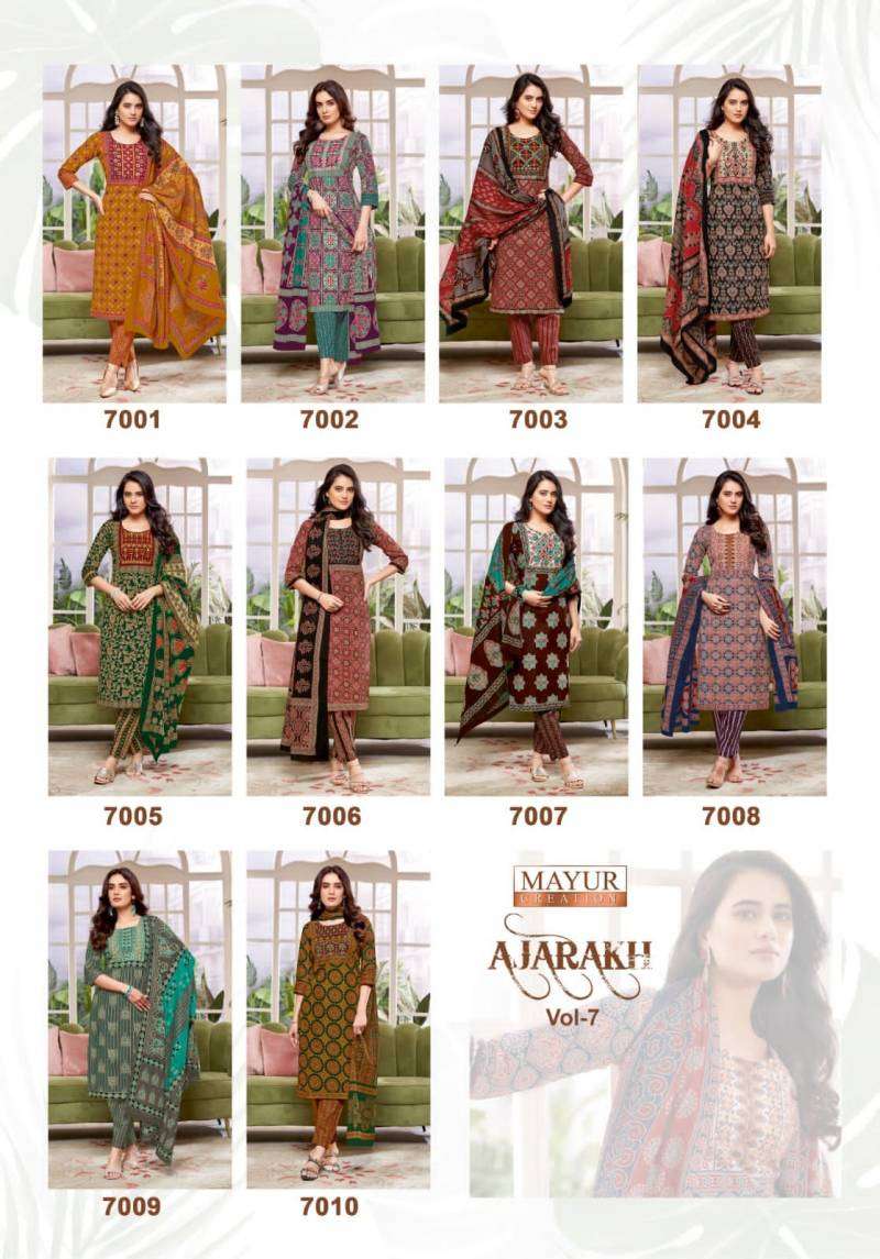 Mayur Ajarakh Vol 7 Cotton Printed Kurti Bottom With Dupatta