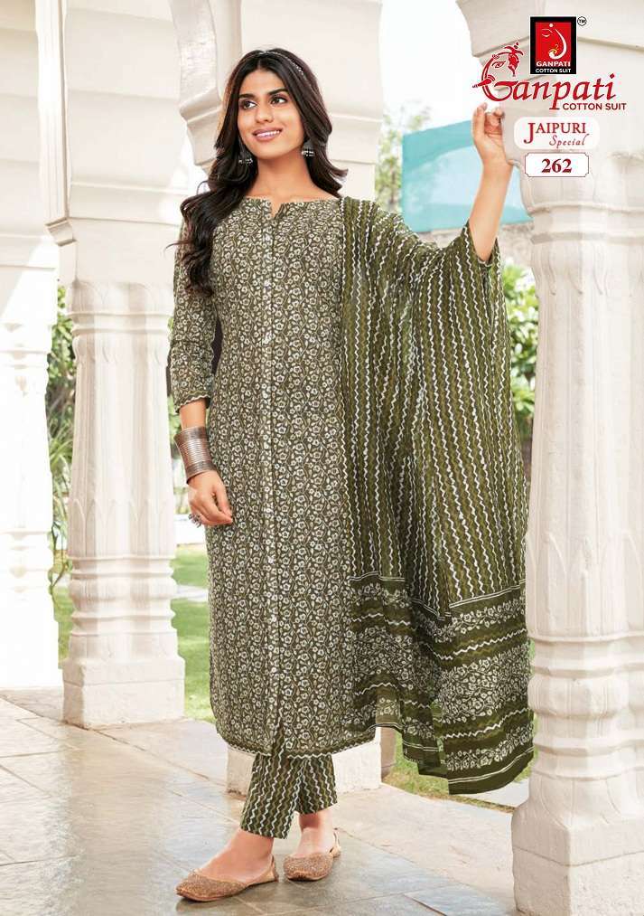 Ganpati cotton suit address top